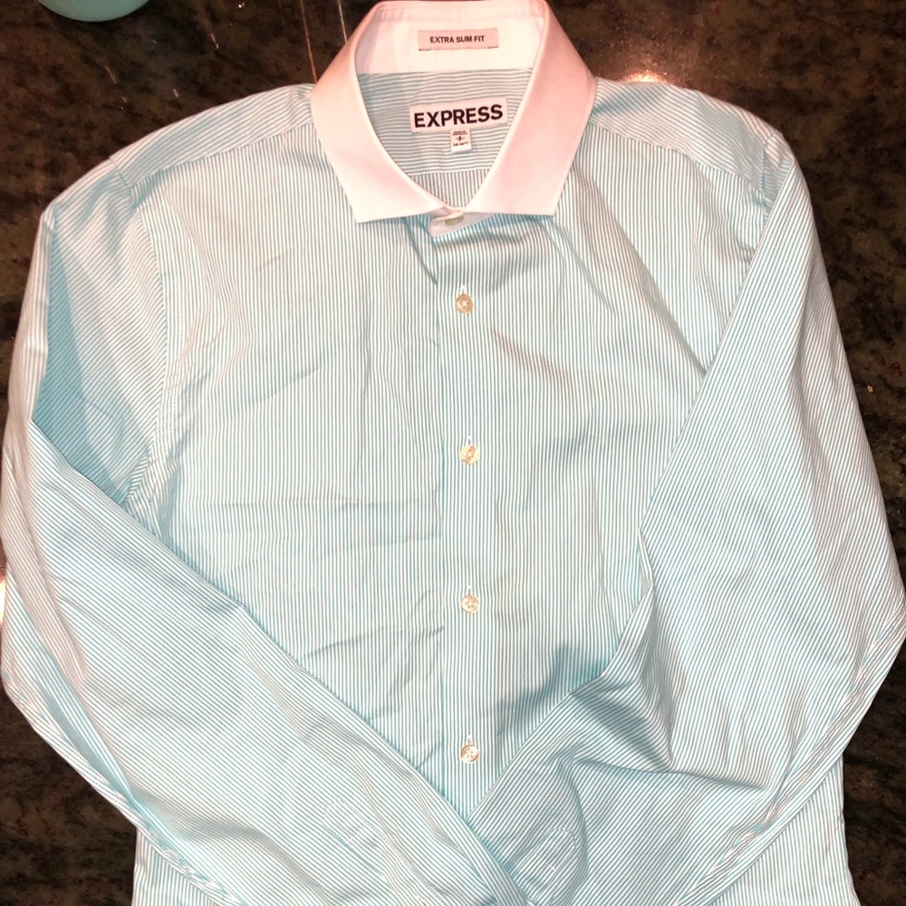 Express Men’s Slim Fit Mint Green Dress Shirt - Picture 4 of 5